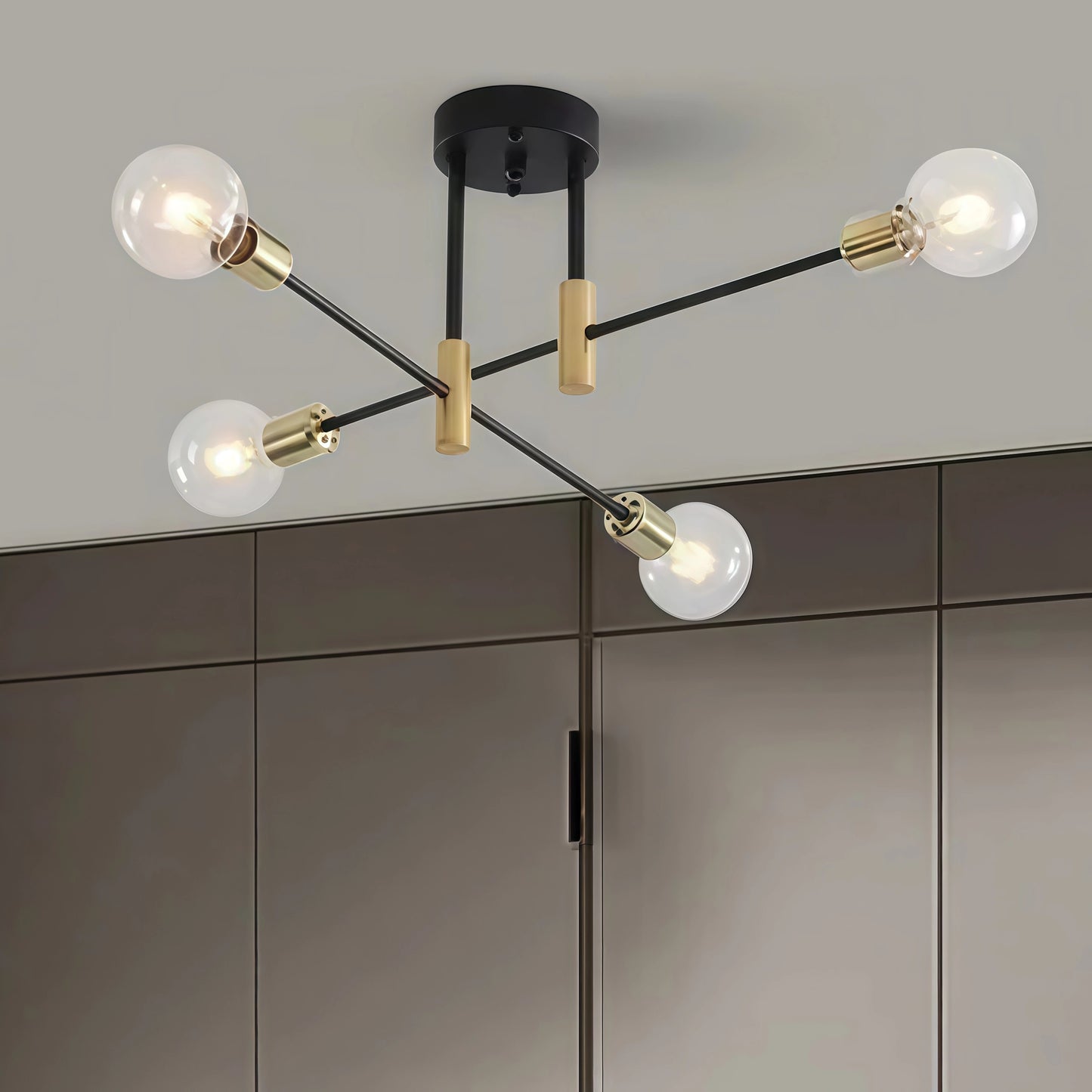 Nebula Modern Branching Chandelier – Black/Gold Metal Fixture 4/6/8 Heads Living Room