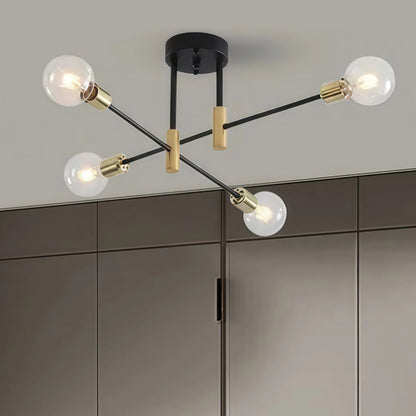 Nebula Modern Branching Chandelier – Black/Gold Metal Fixture 4/6/8 Heads Living Room