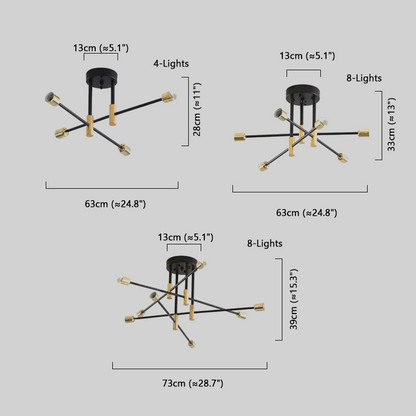 Modern Ceiling Light Branching Size