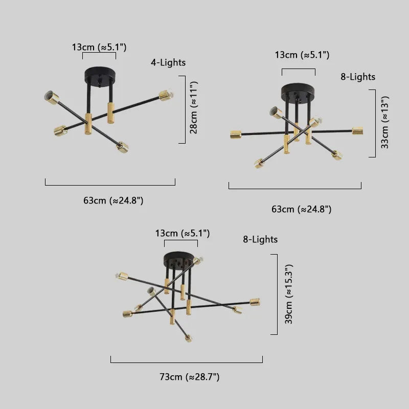 Modern Branching Chandelier Size