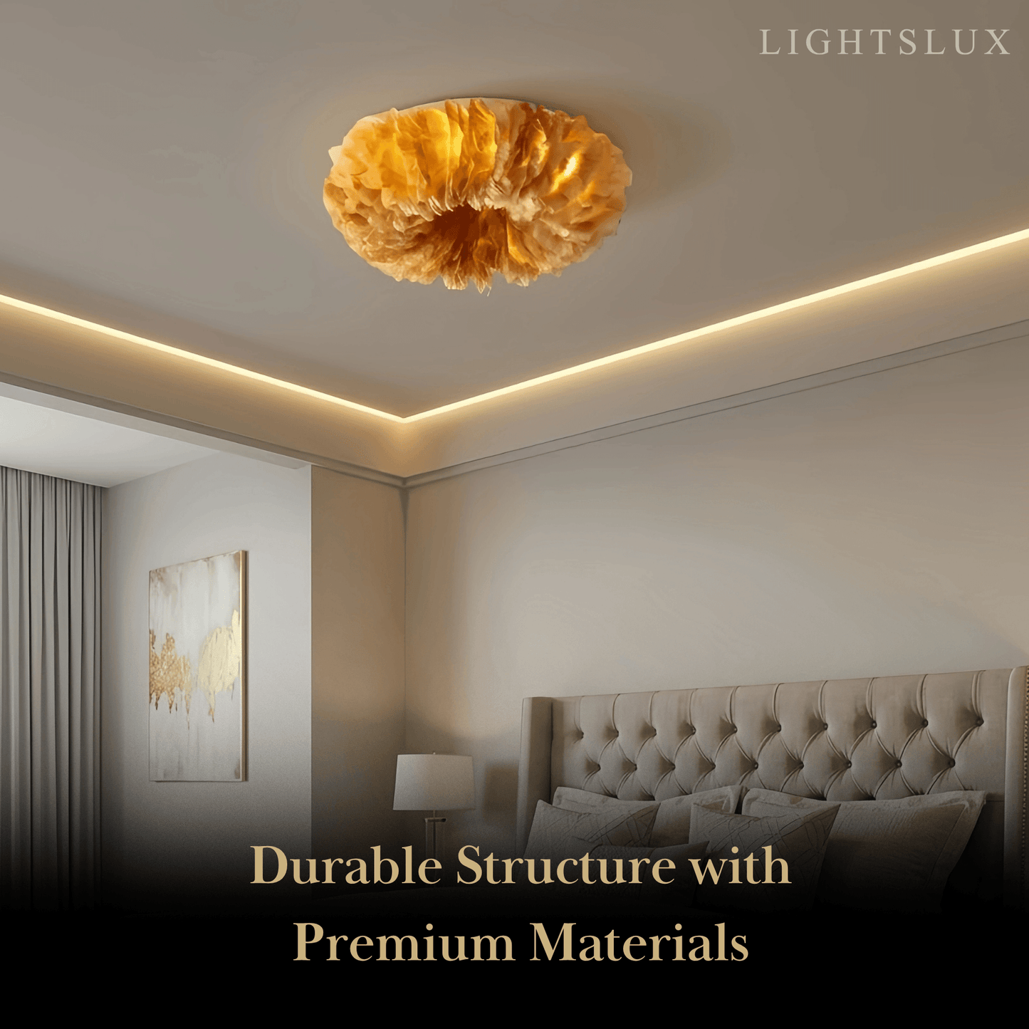 Lunara Art Deco Round Ceiling Light Art Feather