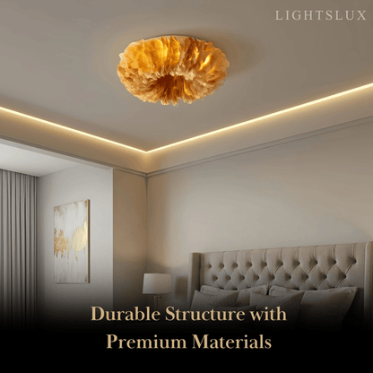 Lunara Art Deco Round Ceiling Light Art Feather