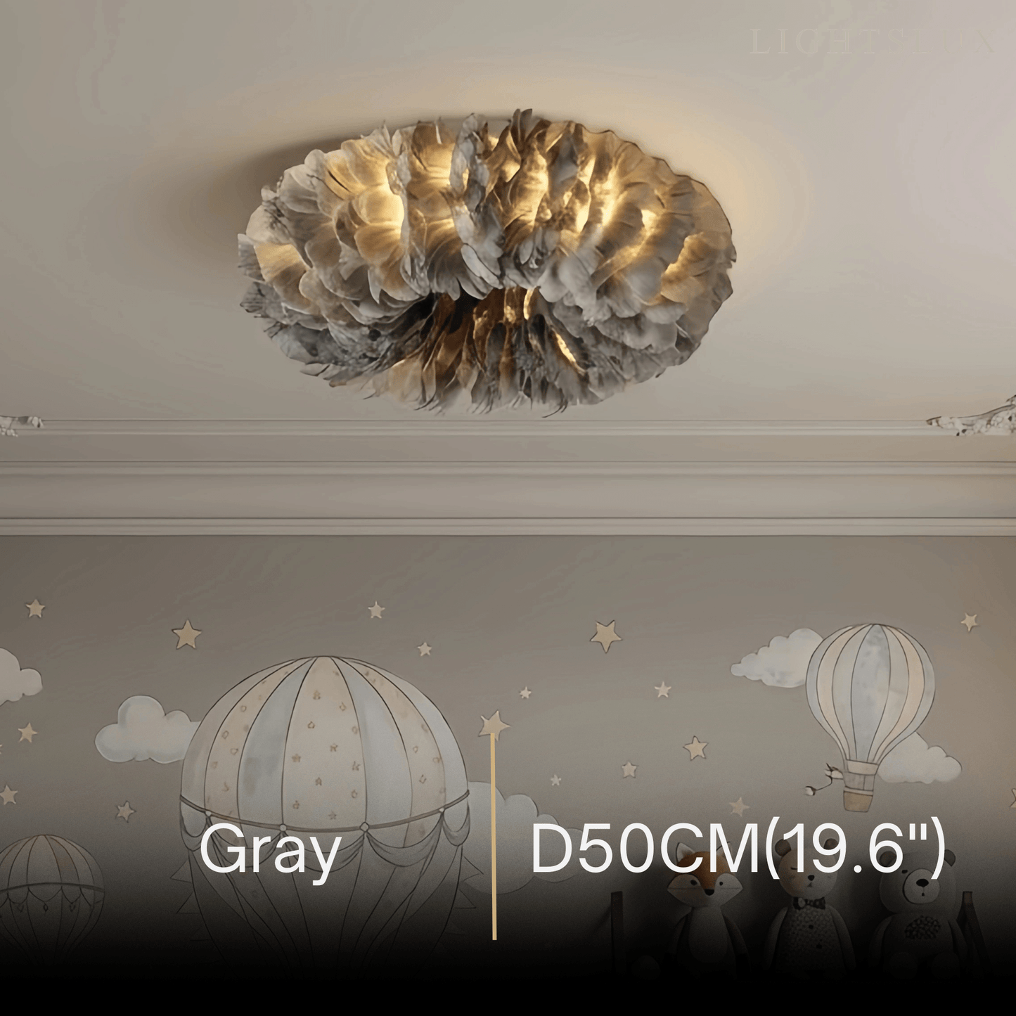 Lunara Art Deco Round Ceiling Light Art Feather