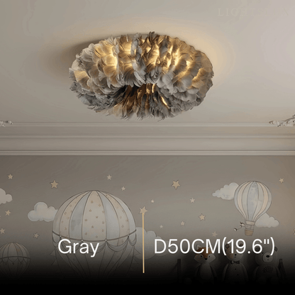 Lunara Art Deco Round Ceiling Light Art Feather