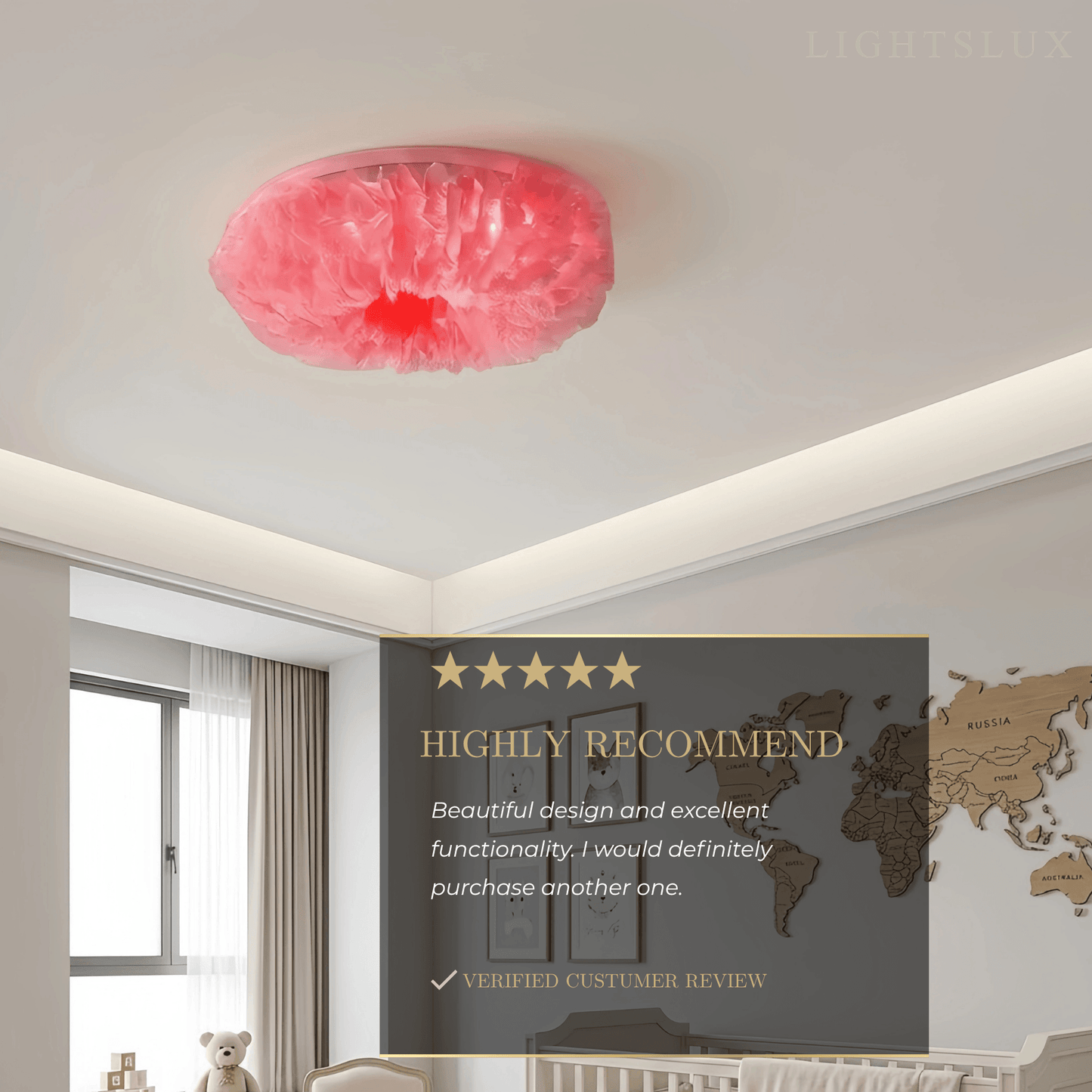 Lunara Art Deco Round Ceiling Light Art Feather