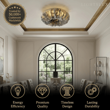 Lunara Art Deco Round Ceiling Light Art Feather