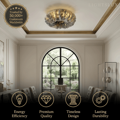 Lunara Art Deco Round Ceiling Light Art Feather