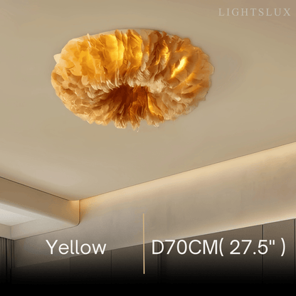 Lunara Art Deco Round Ceiling Light Art Feather