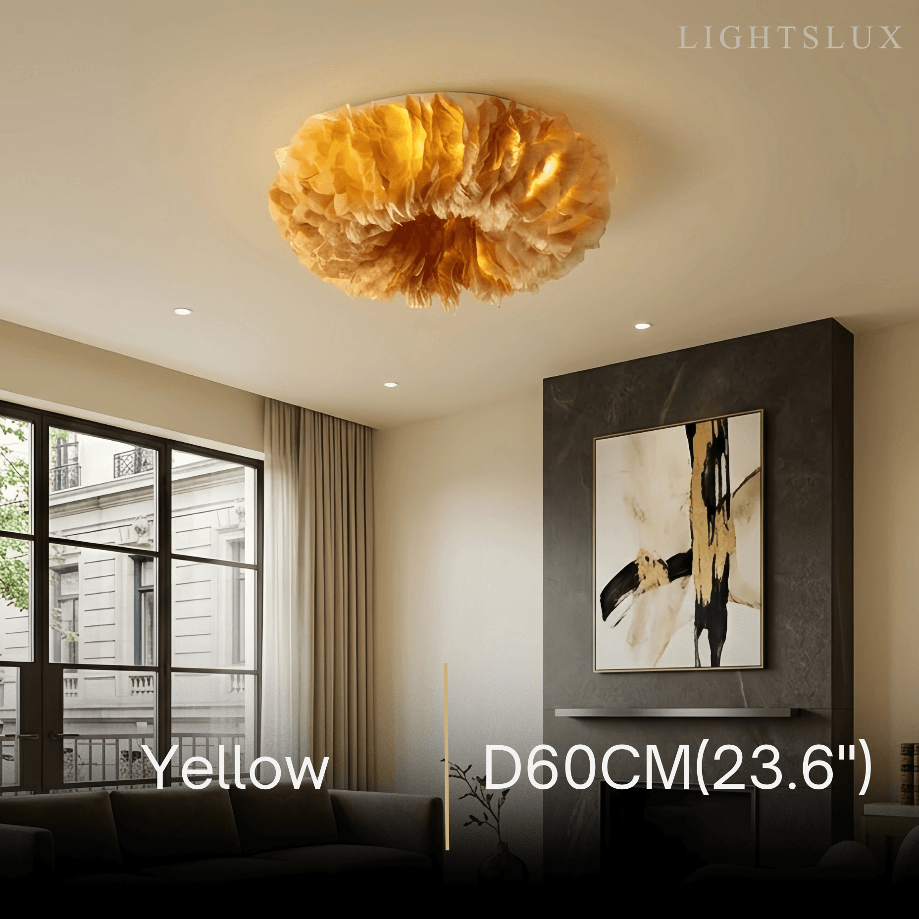 Lunara Art Deco Round Ceiling Light Art Feather