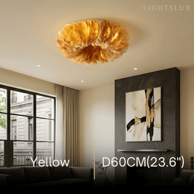 Lunara Art Deco Round Ceiling Light Art Feather