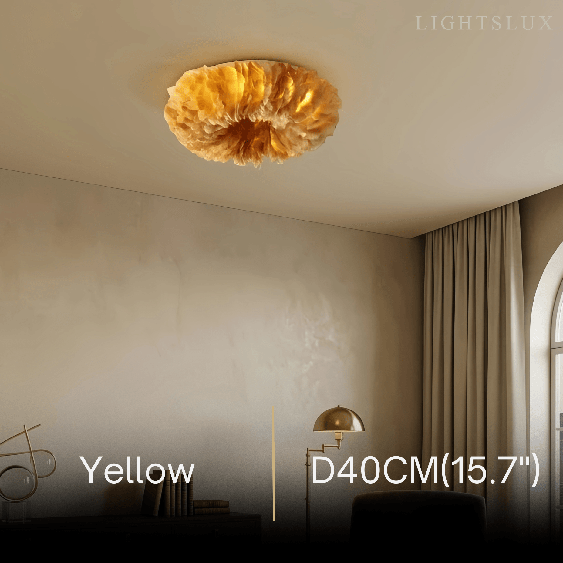 Lunara Art Deco Round Ceiling Light Art Feather