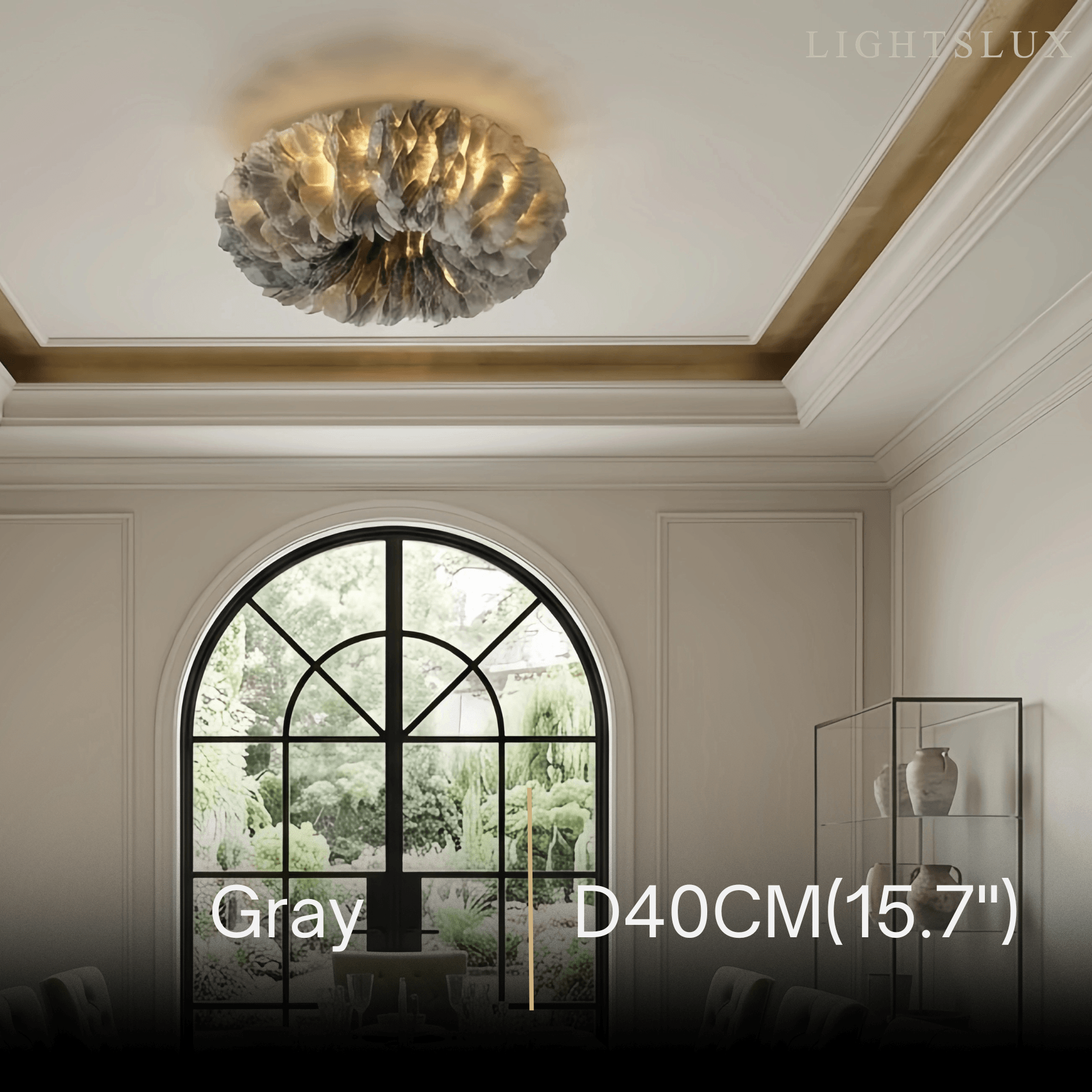 Lunara Art Deco Round Ceiling Light Art Feather