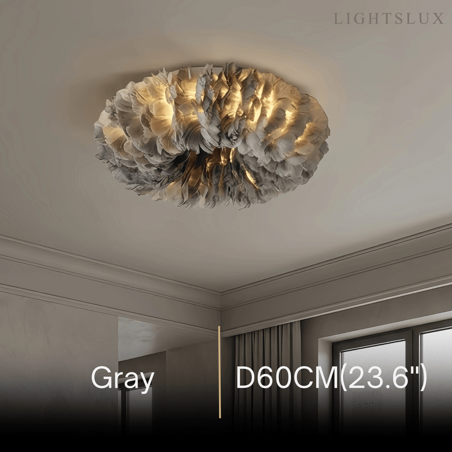 Lunara Art Deco Round Ceiling Light Art Feather