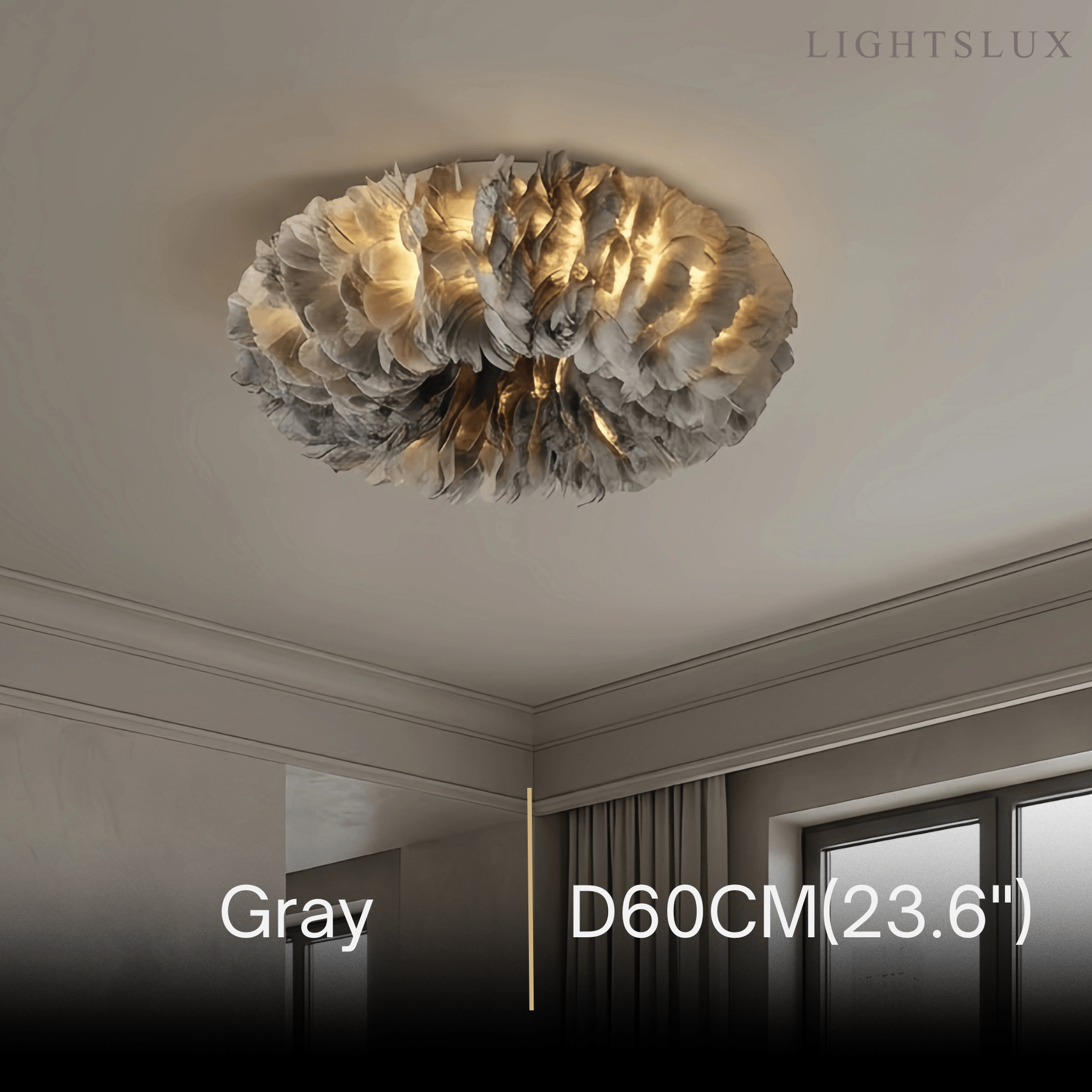 Lunara Art Deco Round Ceiling Light Art Feather