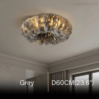 Lunara Art Deco Round Ceiling Light Art Feather