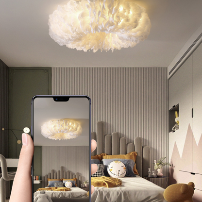 Art Deco Round Ceiling Light Art Feather