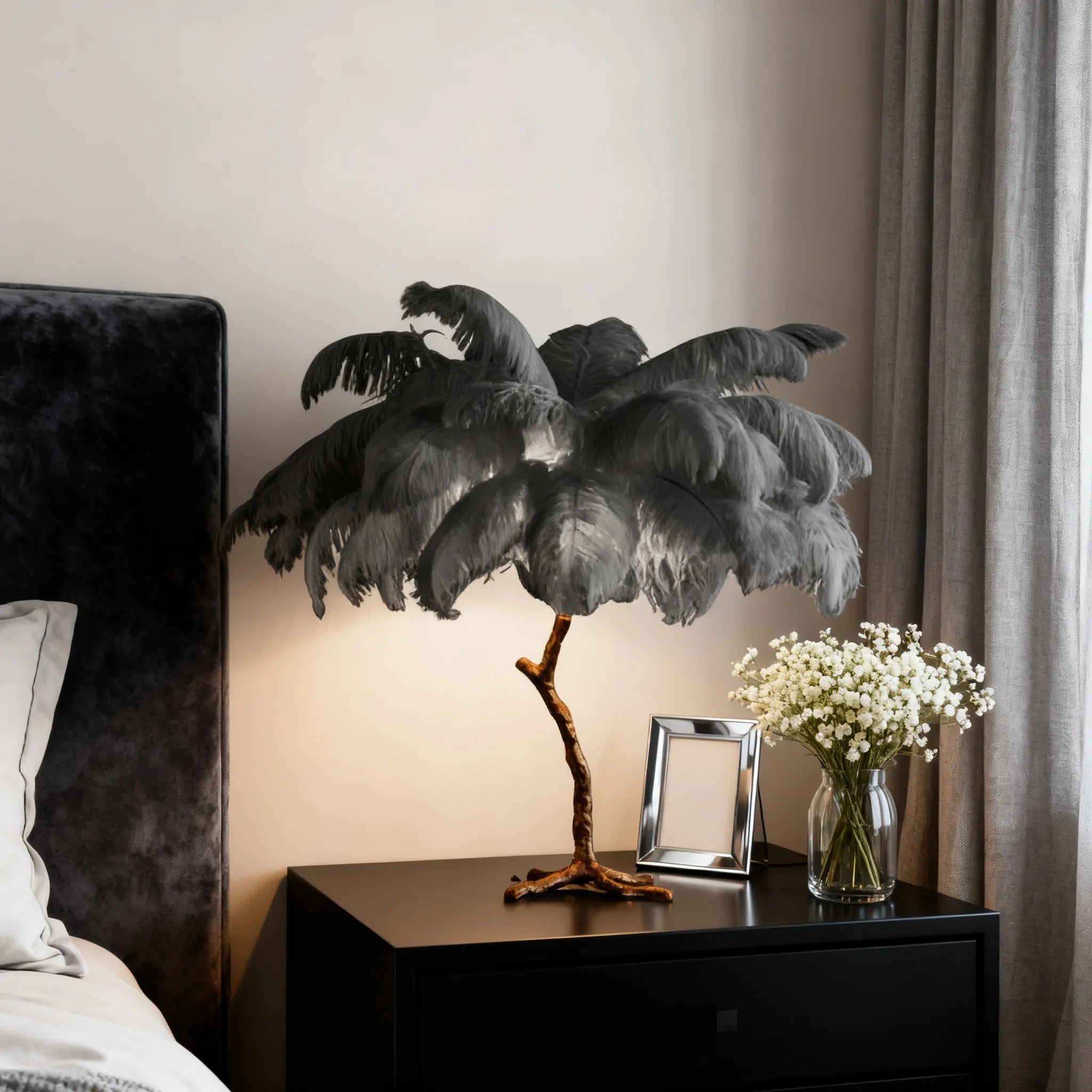 Nordic Feather Table Lamp Gray