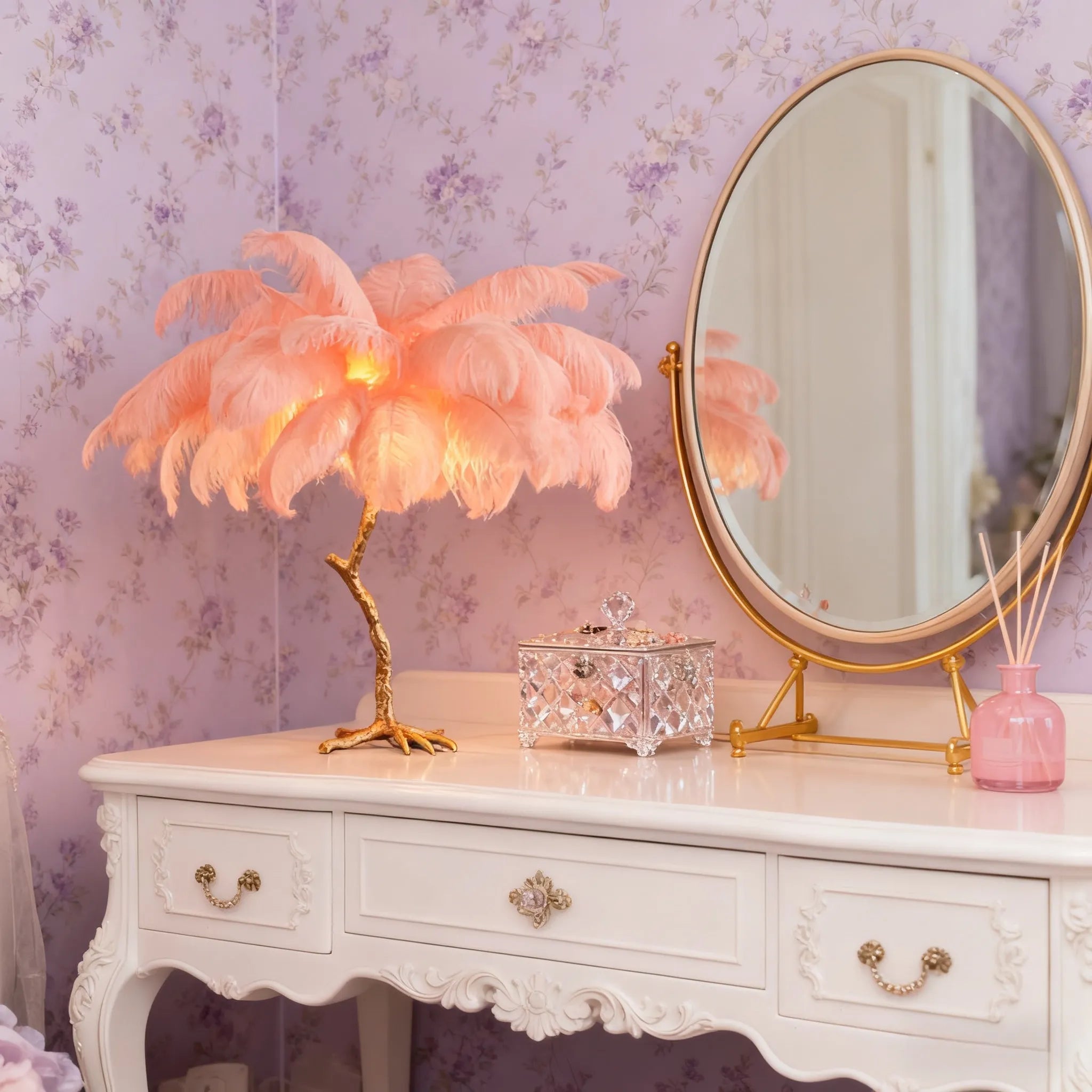 Nordic Feather Table Lamp Pink