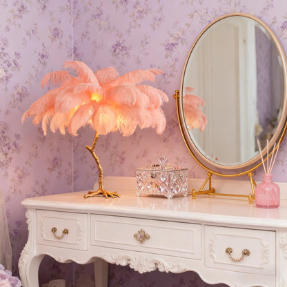 Nordic Feather Table Lamp Pink