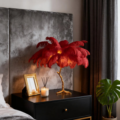 Nordic Feather Table Lamp Burgundy