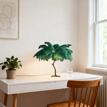 Nordic Feather Table Lamp Green