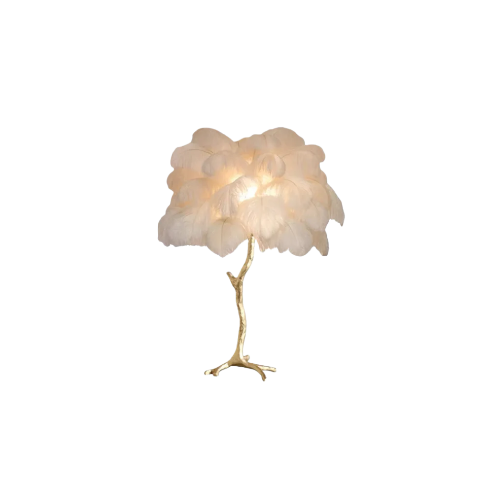 Lunara Nordic Feather Steh- und Tischleuchte – Luxuriöse Beleuchtung in 9 Farbvarianten für den Innenbereich