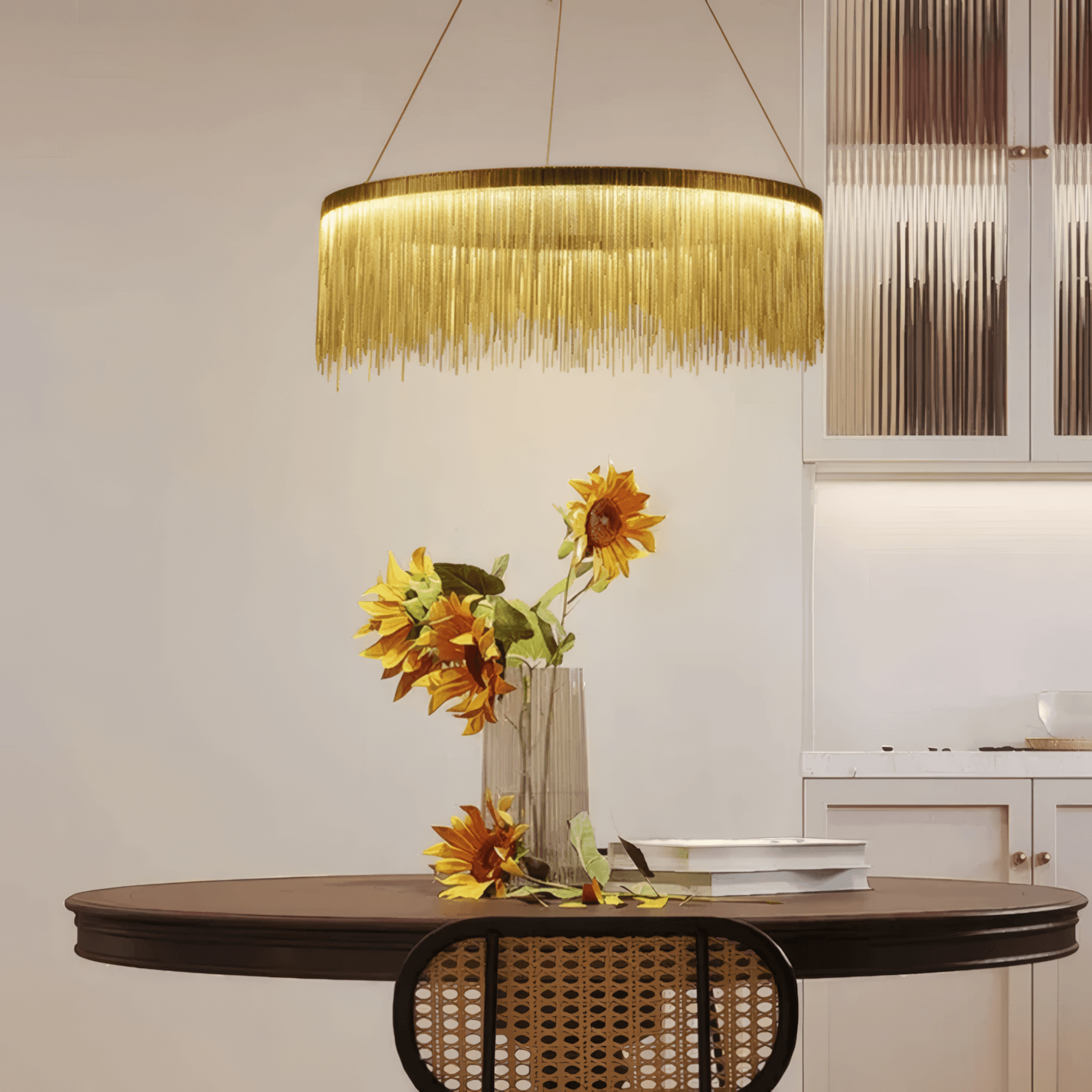 Royal Gold Pendant Light Tassel Dining Room 1 Ring