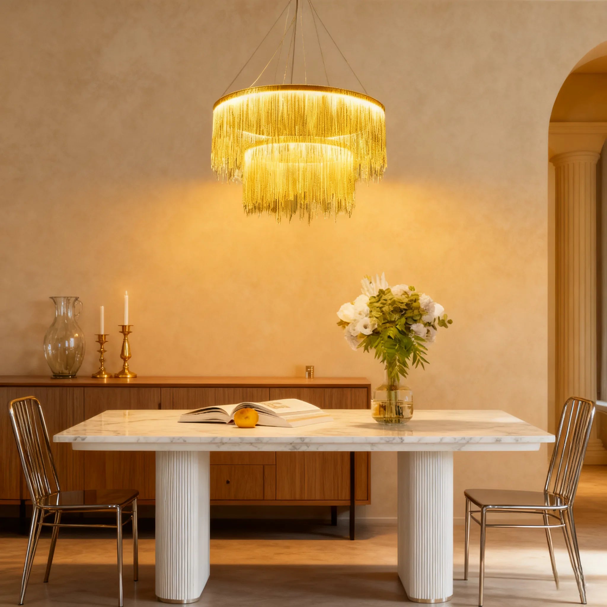 Royal Pendant Light –Gold/Silver/Rose Gold Metal Finish for Living Room