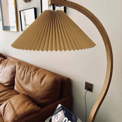Modern Floor Lamp Wood Fabric