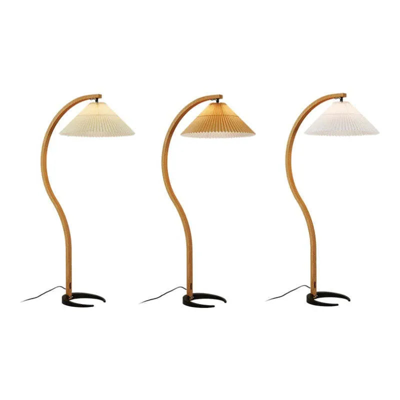 Modern Floor Lamp Wood Fabric