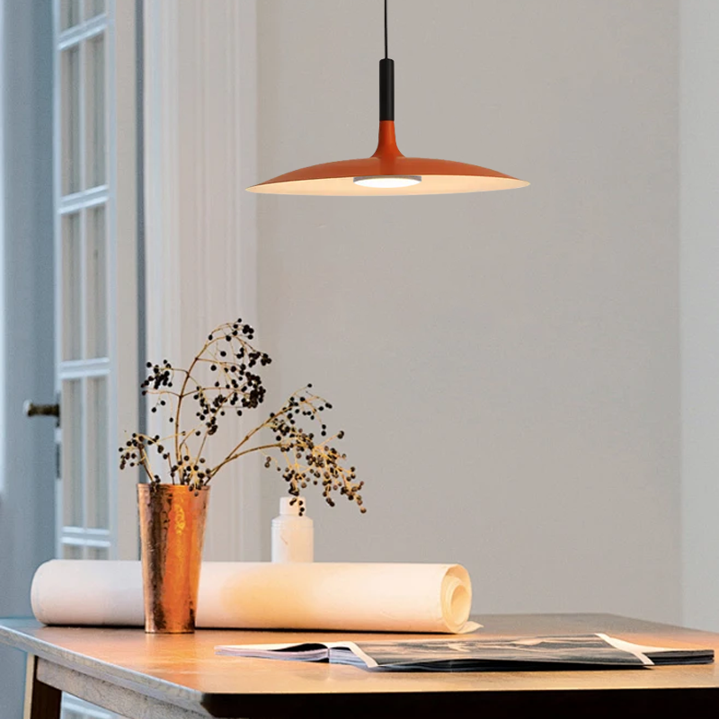 Industrial Orange Pendant Light Flying Saucer for Dining Room