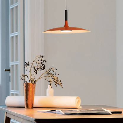 Industrial Orange Pendant Light Flying Saucer for Dining Room