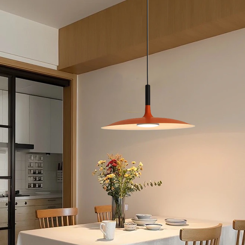 Industrial Orange Pendant Light Flying Saucer for Dining Room 
