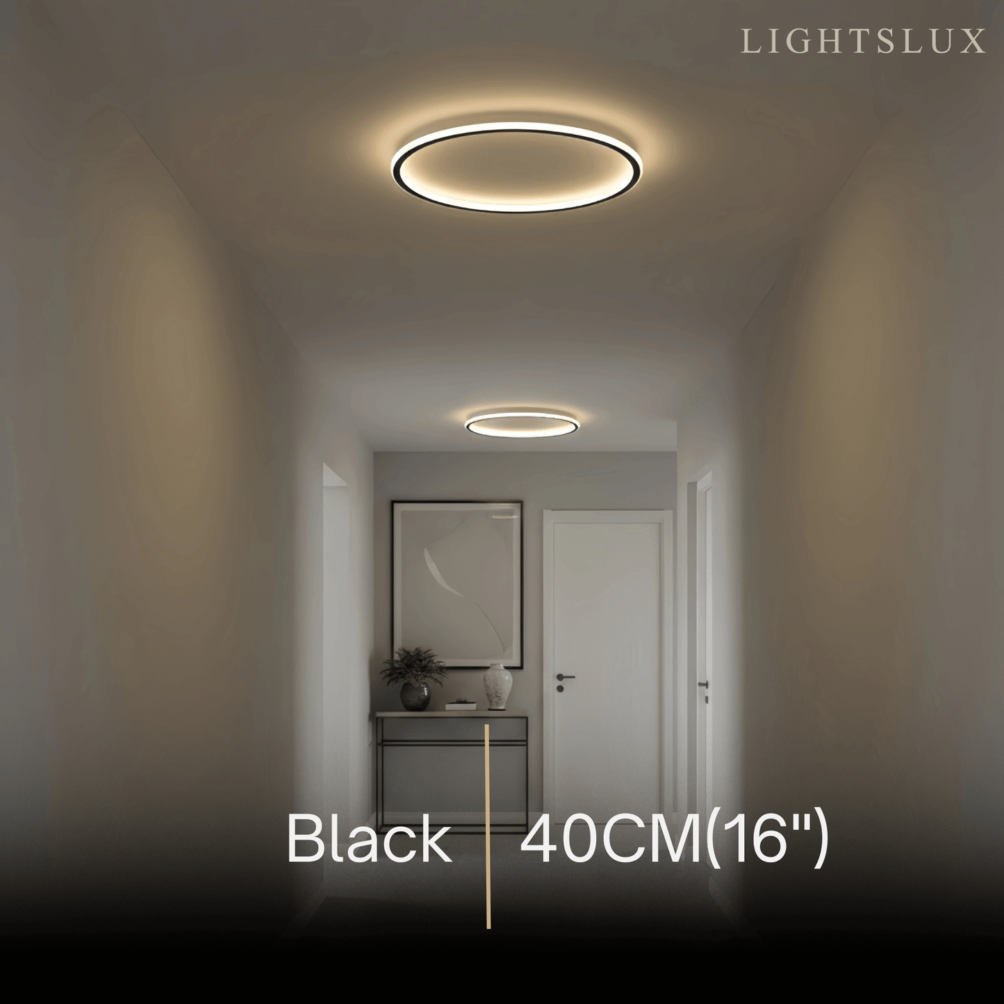 Embrace Modern Round Ceiling Light – Black&White Metal for Living Room