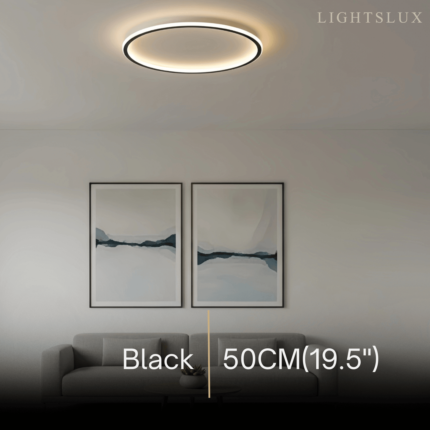 Embrace Modern Round Ceiling Light – Black&White Metal for Living Room