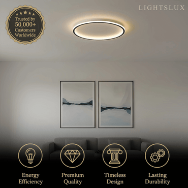 Embrace Modern Round Ceiling Light – Black&White Metal for Living Room