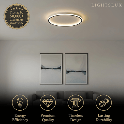 Embrace Modern Round Ceiling Light – Black&White Metal for Living Room