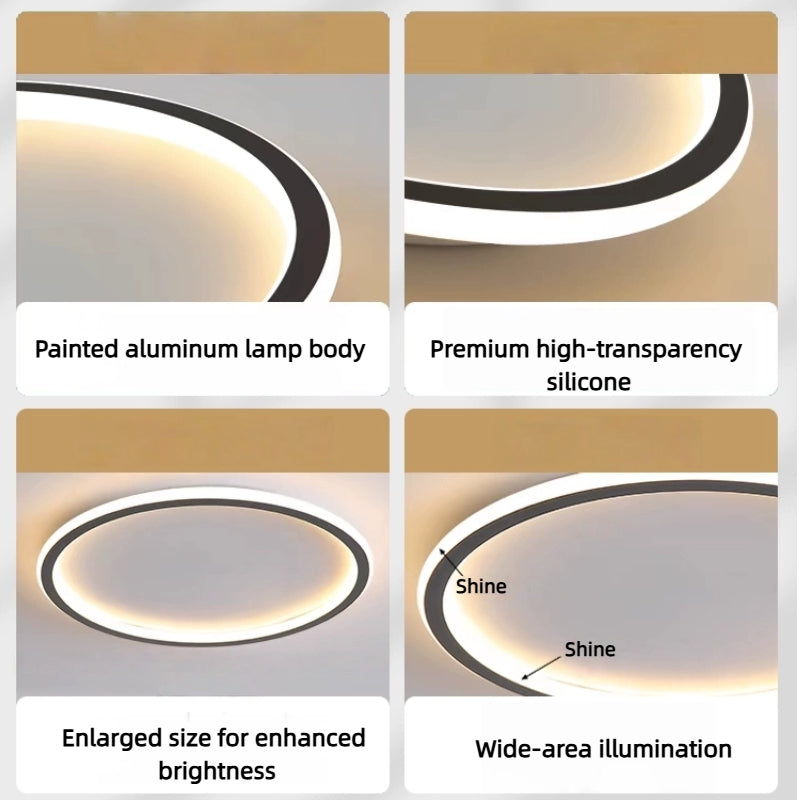 Embrace Modern Round Ceiling Light – Black&White Metal for Living Room