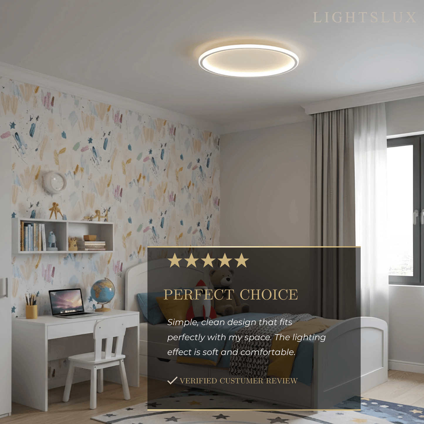 Embrace Modern Round Ceiling Light – Black&White Metal for Living Room