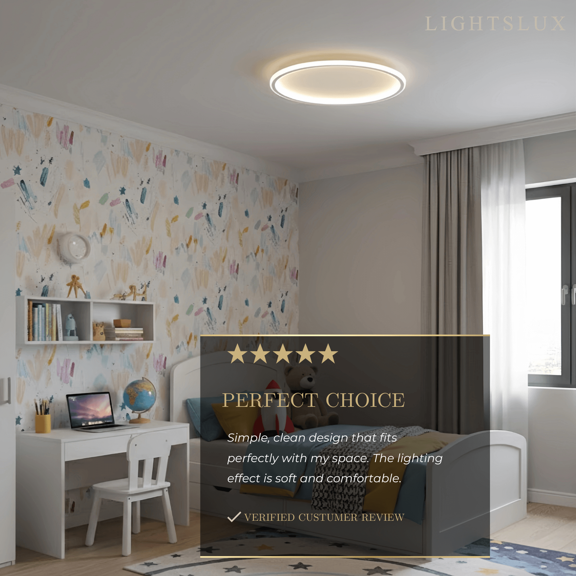 Embrace Modern Round Ceiling Light – Black&White Metal for Living Room