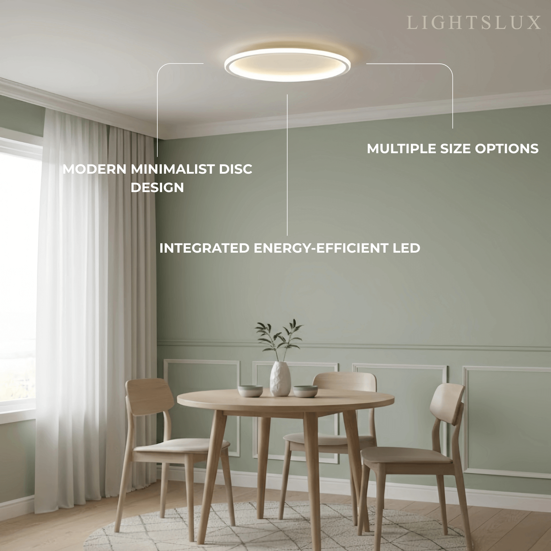 Embrace Modern Round Ceiling Light – Black&White Metal for Living Room