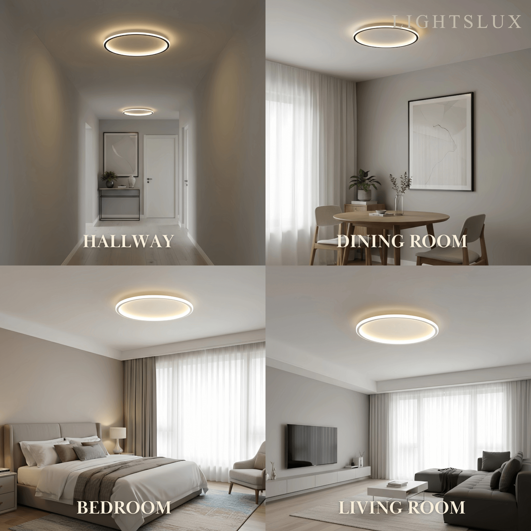 Embrace Modern Round Ceiling Light – Black&White Metal for Living Room