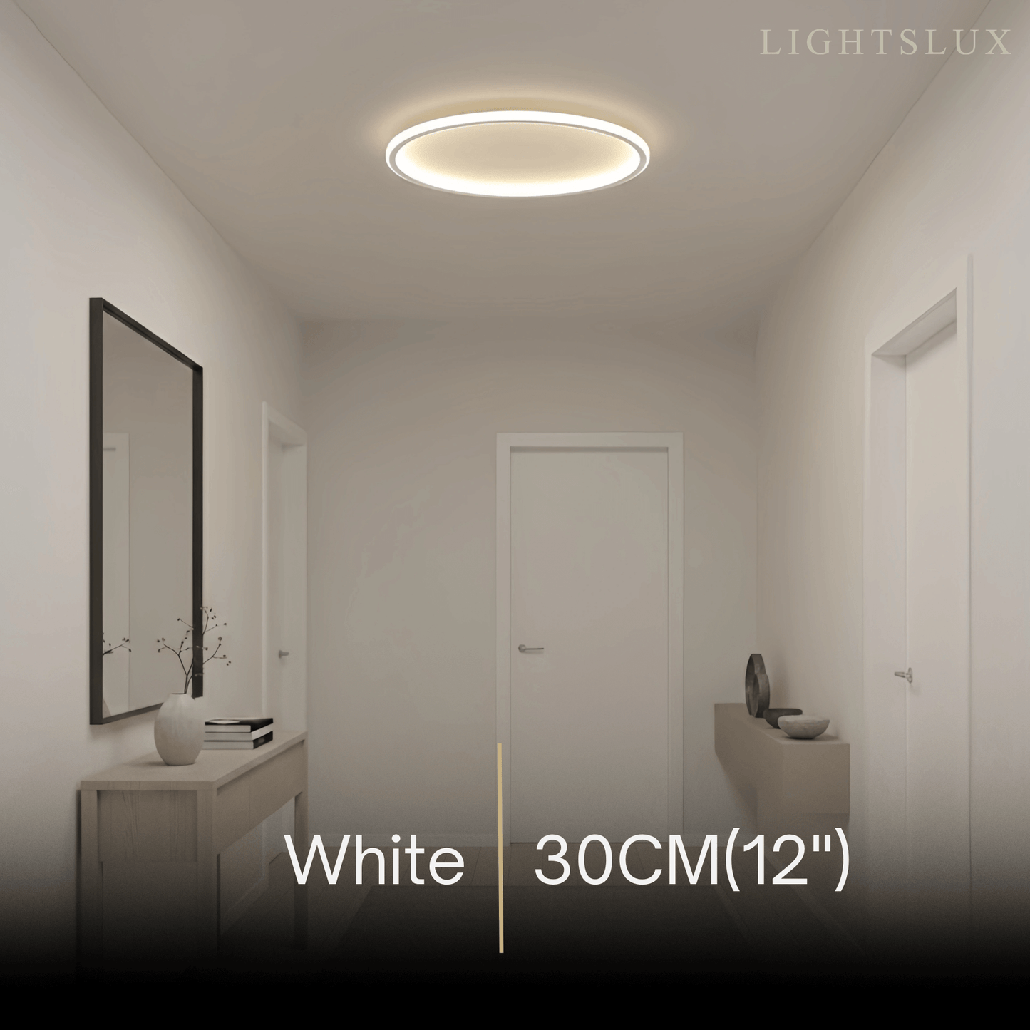 Embrace Modern Round Ceiling Light – Black&White Metal for Living Room