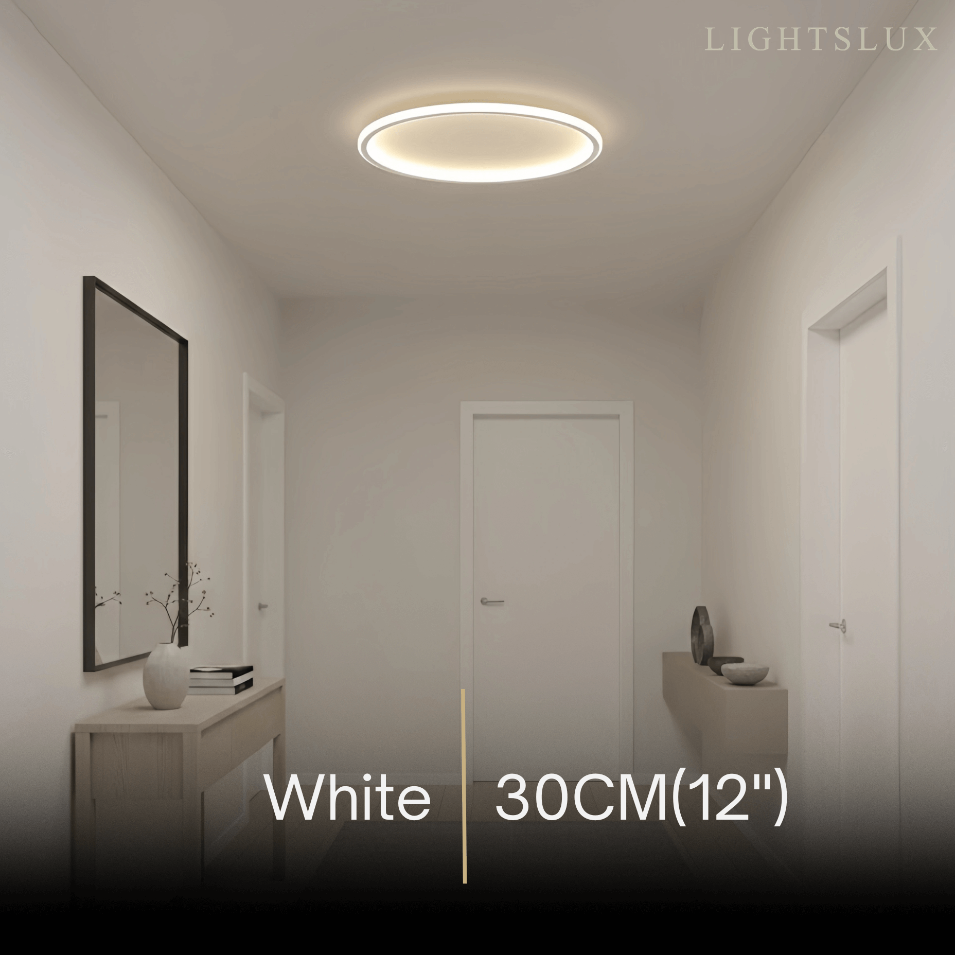 Embrace Modern Round Ceiling Light – Black&White Metal for Living Room