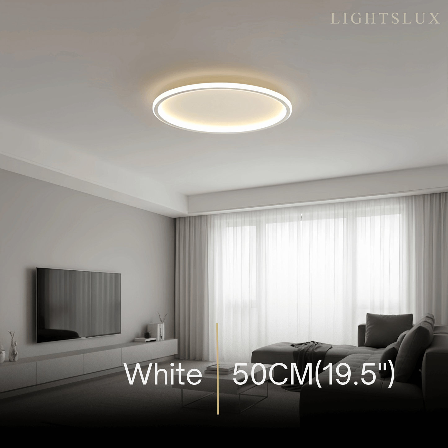 Embrace Modern Round Ceiling Light – Black&White Metal for Living Room