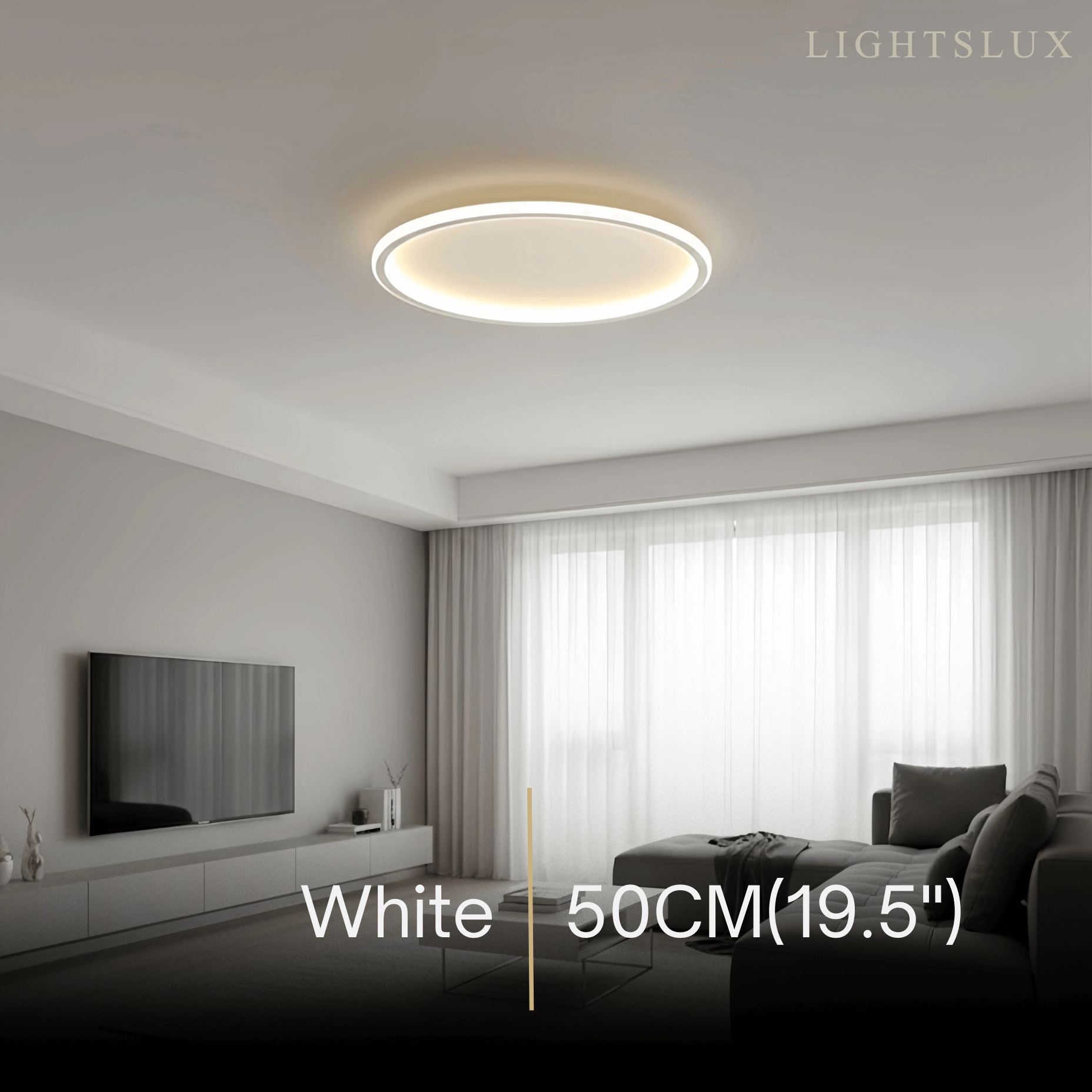 Embrace Modern Round Ceiling Light – Black&White Metal for Living Room
