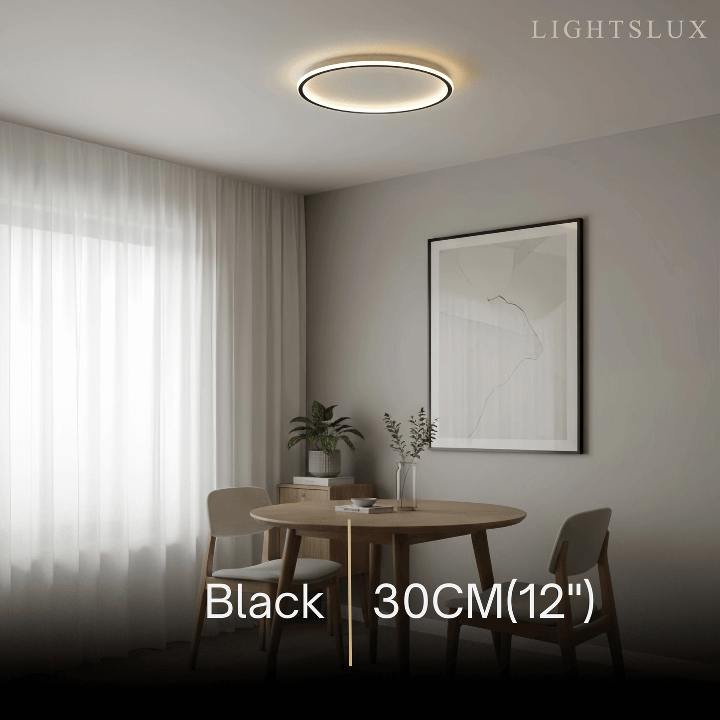 Embrace Modern Round Ceiling Light – Black&White Metal for Living Room