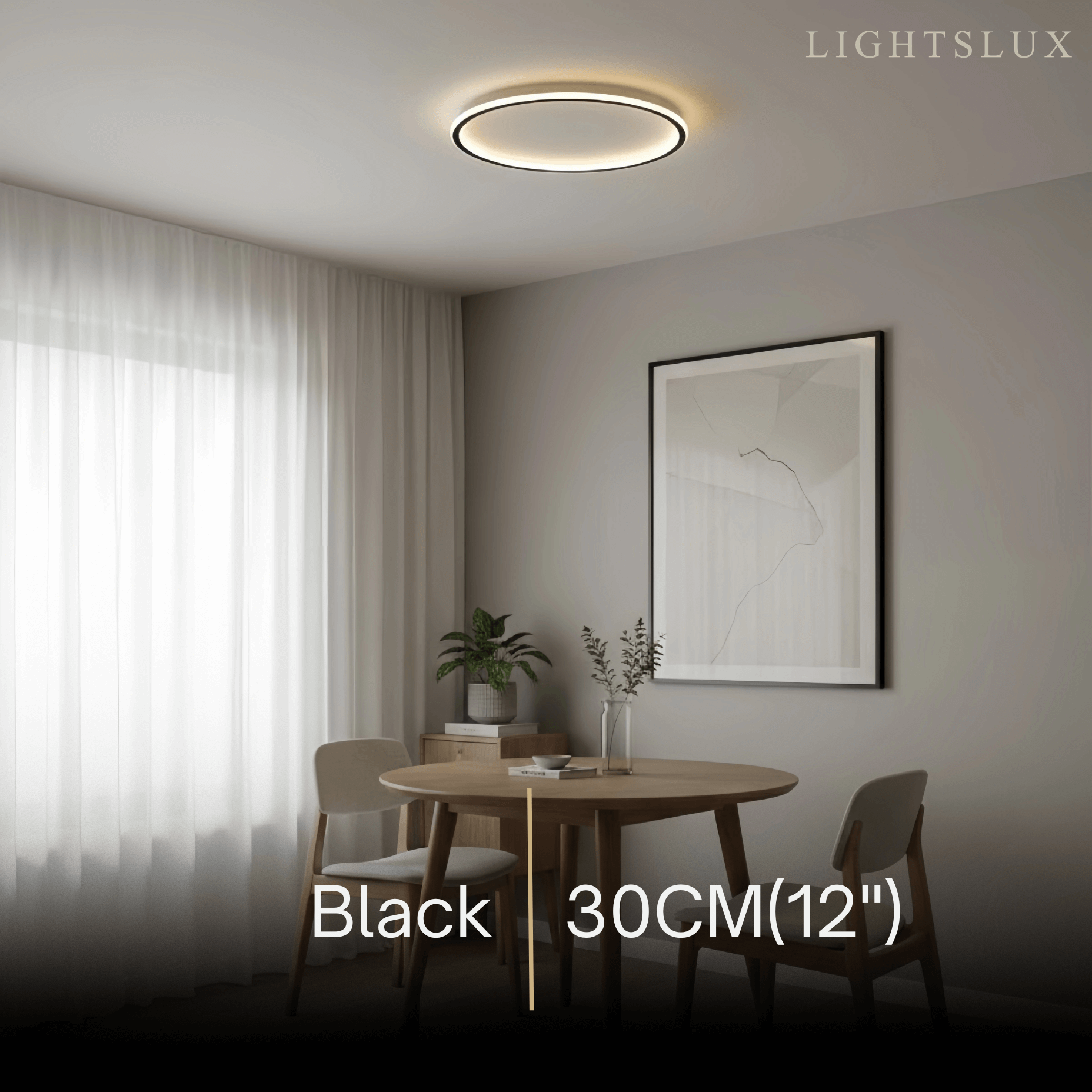 Embrace Modern Round Ceiling Light – Black&White Metal for Living Room