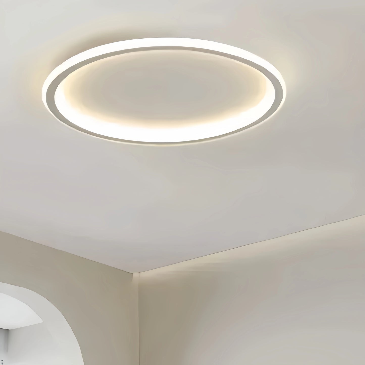 Embrace Modern Dimmable Round Ceiling Light – Black&White Metal for Living Room