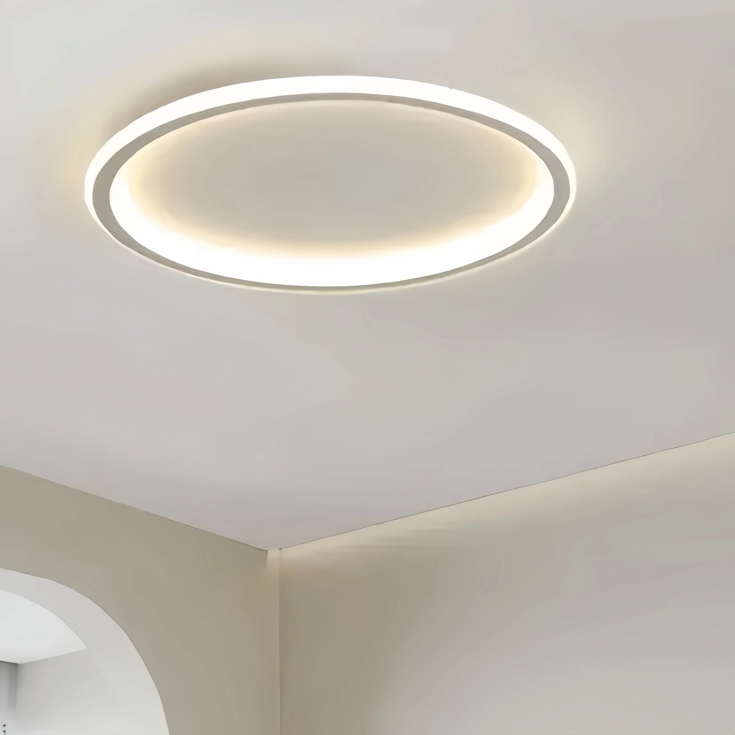 Embrace Modern Round Ceiling Light – Black&White Metal for Living Room
